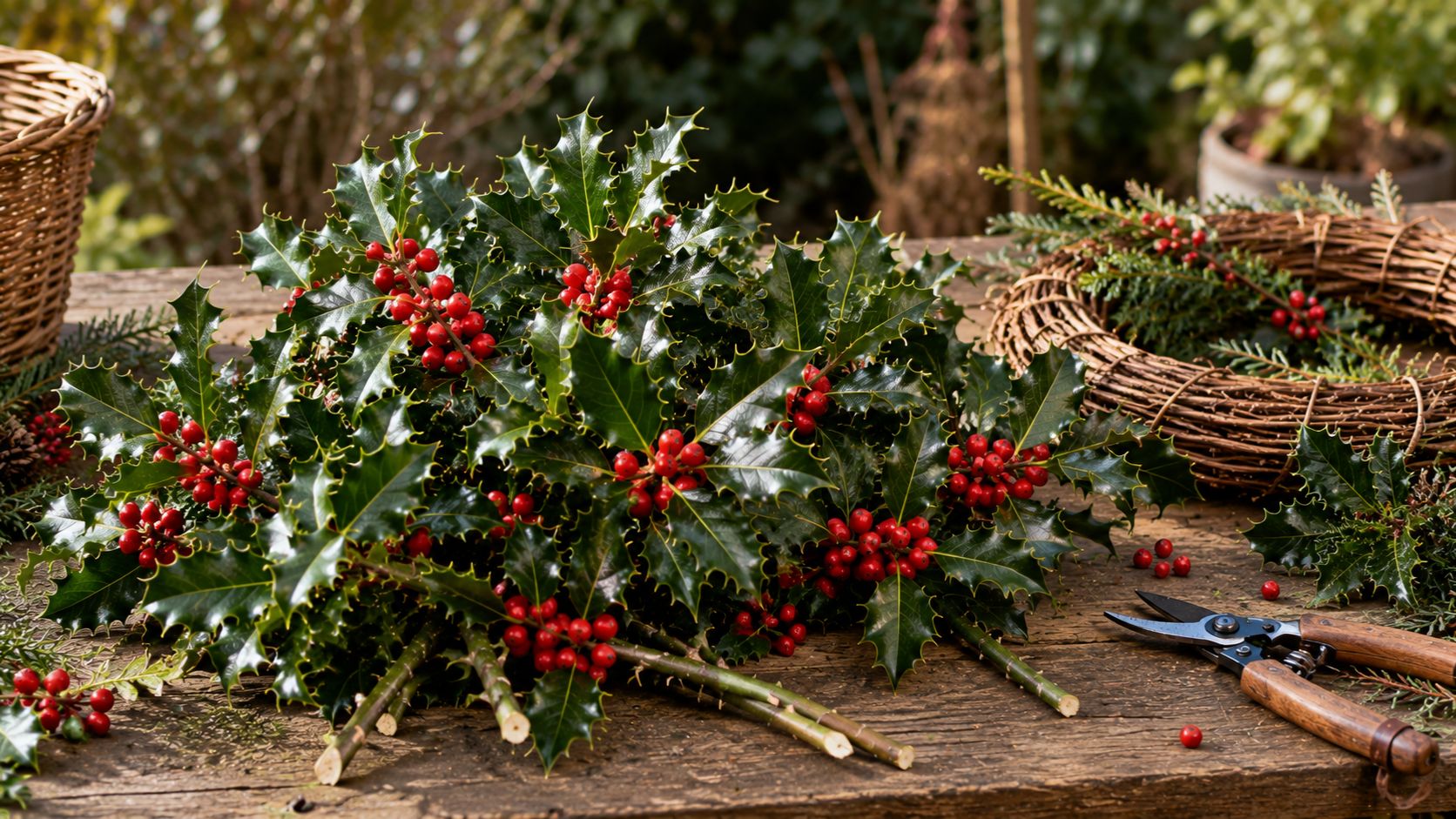 Trimming Holly Branches