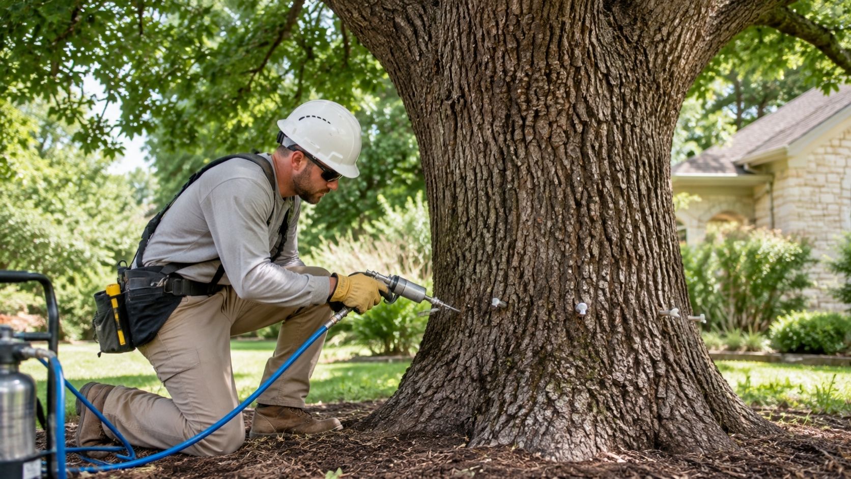 Arborist Treating a Mature Tree
